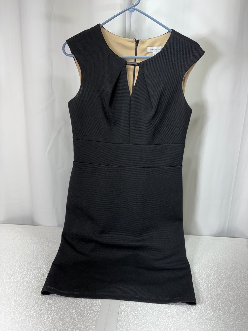 Liz Claiborne Black Mini Dress with Beige Lining Accent 4328